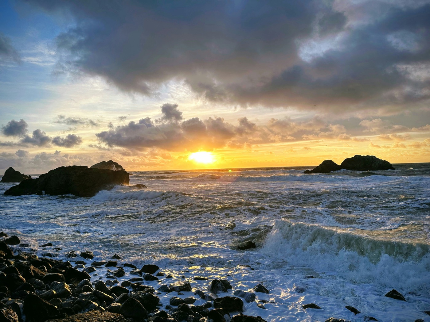 Sunset over the Pacific at Sutro Baths, by Daivik Goel